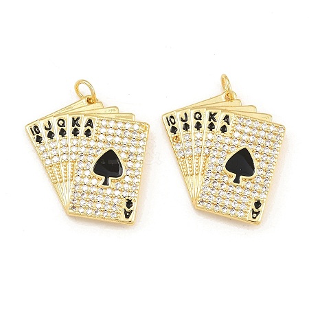 Brass Micro Pave Clear Cubic Zirconia & Black Enamel Pendants CU-CBA5CB0-18G-1