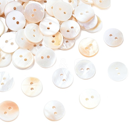2-Hole Shell Flat Round Buttons BUTT-P012-09-1