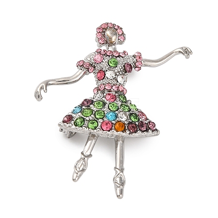 Dancing Girl Alloy Colorful Rhinestone Brooch JEWB-Q045-04P-03-1