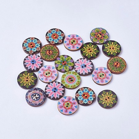 Printed Wooden Buttons WOOD-TAC0003-02D-1