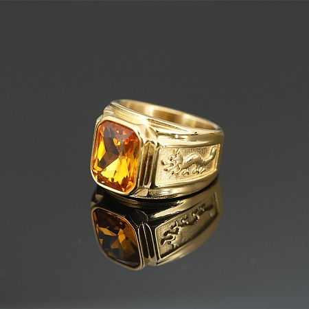 304 Stainless Steel with Cubic Zirconia Dragon Pattern Finger Rings for Men FS-WGD623F-13-1
