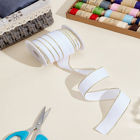 14.3~15M Polyester Gold Edged Grosgrain Ribbon OCOR-LP0004-24B-1