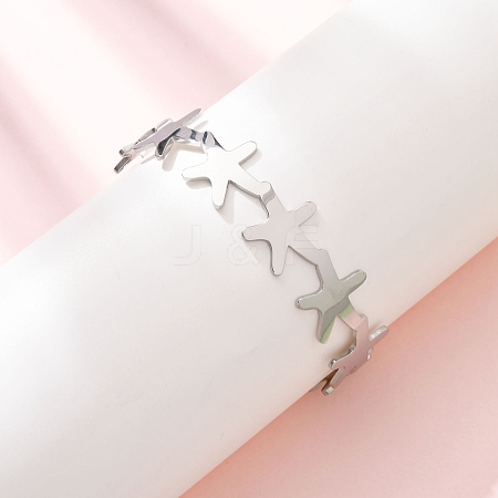 Starfish 304 Stainless Steel Cuff Bangles for Women BJEW-Z176-01P-1