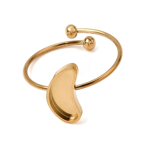 Moon 304 Stainless Steel Open Cuff Bangle Makings with Bezel Tray SA-CBABF3F-02G-08-1