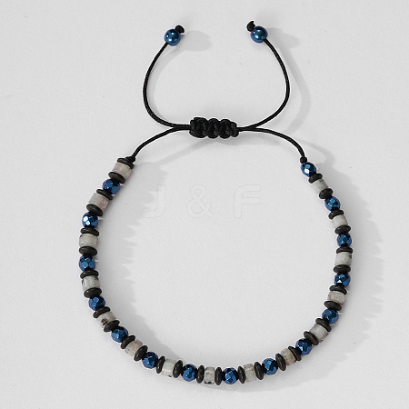 Natural Gemstone & Synthetic Non-magnetic Hematite Beads Braided Bead Bracelets YO1115-7-1