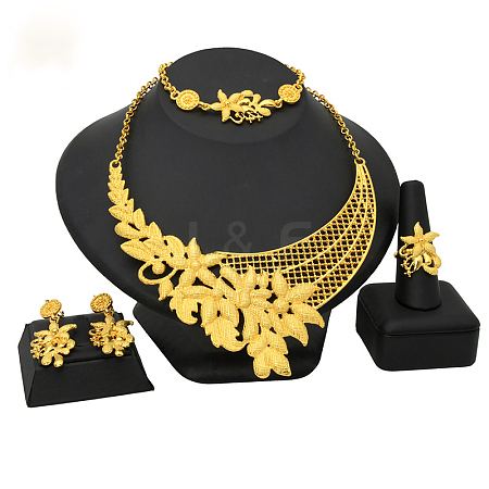 Alloy Pendant Necklaces & Stud Dangle Earrings & Rings & Link Bracelets Sets WG80561-07-1