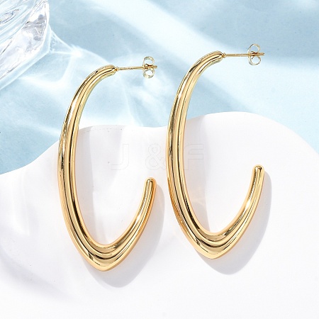 J-Shaped 304 Stainless Steel Stud Earrings LS-EJEW-A125-19G-1