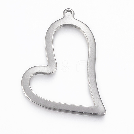 Tarnish Resistant 304 Stainless Steel Open Heart Pendants STAS-H416-54P-1