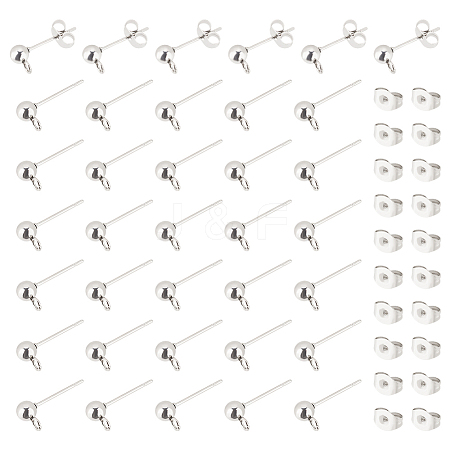 Unicraftale 304 Stainless Steel Ball Post Stud Earring Findings STAS-UN0001-76P-1