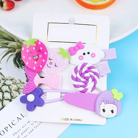 6Pcs 6 Styles Plastic Hair Clips Set PW-WGAF119-02-1