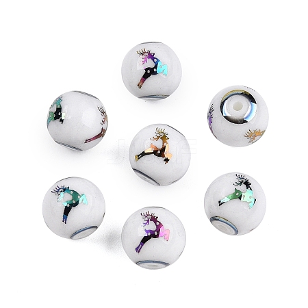 Christmas Opaque Glass Beads EGLA-R113-03D-1