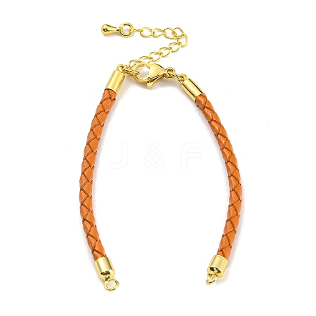 Leather Braided Cord Link Bracelets MAK-K022-01G-04-1