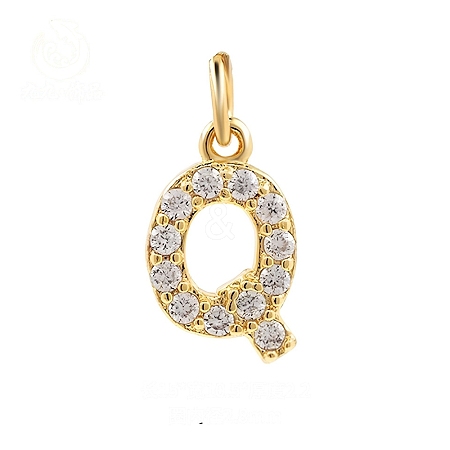 Brass Cubic Zirconia Pendants with Jump Rings FIND-PW0024-09Q-1