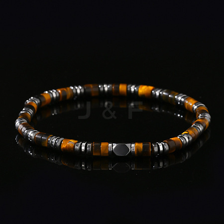 Natural Yellow Tiger Eye Beads Stretch Bracelet for Men IN5542-1