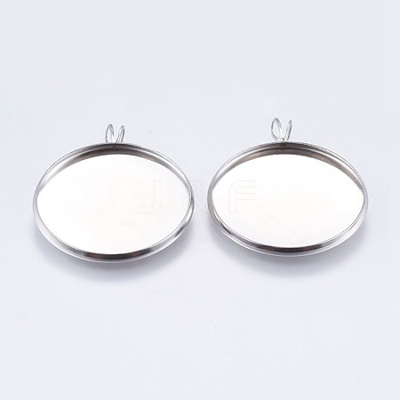 Tarnish Resistant 304 Stainless Steel Pendant Cabochon Settings STAS-I097-059-25M-1