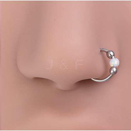 Titanium Alloy & Synthetic Opal Ball Hoop Nose Rings WGD306E-05-1