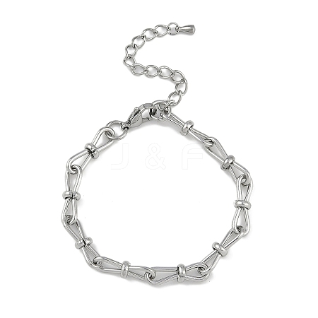 304 Stainless Steel Bowknot Link Bracelets for Men Women BJEW-G725-04P-1