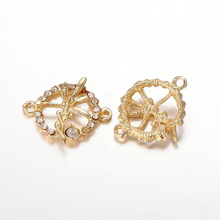 Light Gold Plated Alloy Rhinestone Multi-Stone Links connectors RB-J380-01G-1