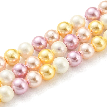 Electroplated Shell Pearl Beads Strands SHEL-F008-03A-05-1