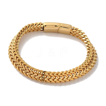 PVD Vacuum Plating 201 Stainless Steel Wheat Chain Bracelets for Women Men BJEW-H612-06A-G-1