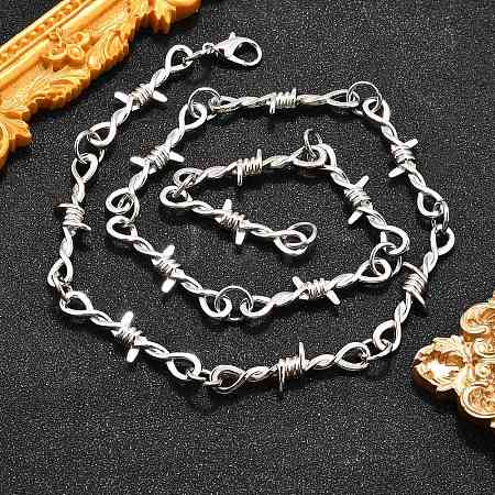 Alloy Barb Wire Necklaces NJEW-R254-01B-P-1