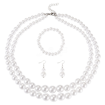 ABS Plastic Imitation Pearl Beads Jewelry Set SJEW-TAC00004-1