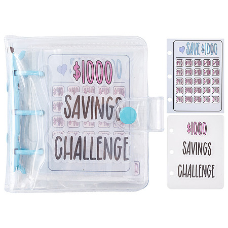 3-Ring 4 Inch PVC Mini Binder Savings Challenge DIY-WH0430-204C-1