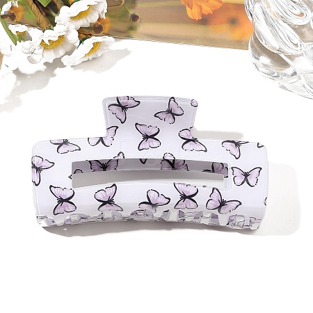 Rectangle with Butterfly Printed PVC Claw Hair Clips PW-WG0C881-05-1