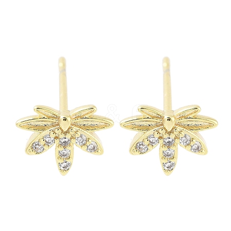 Brass Micro Pave Clear Cubic Zirconia Stud Earrings for Women EJEW-S217-D02-1