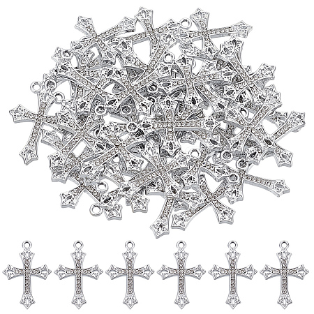 50Pcs Alloy Crystal Rhinestone Pendants ALRI-ME0001-02-1
