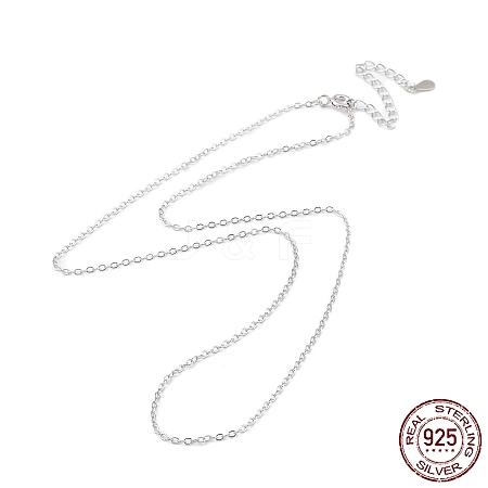 Platinum Rhodium Plated 925 Sterling Silver Chain Necklace NJEW-A011-02P-1