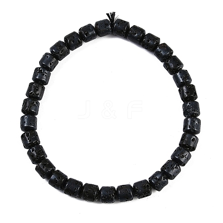 Natural Lava Rock Beaded Stretch Bracelets for Men Women BJEW-G727-01E-1