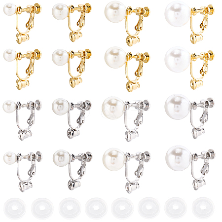 16Pcs 8 Styles 316 Surgical Stainless Steel Clip-on Earring Converters Findings STAS-SC0010-36-1