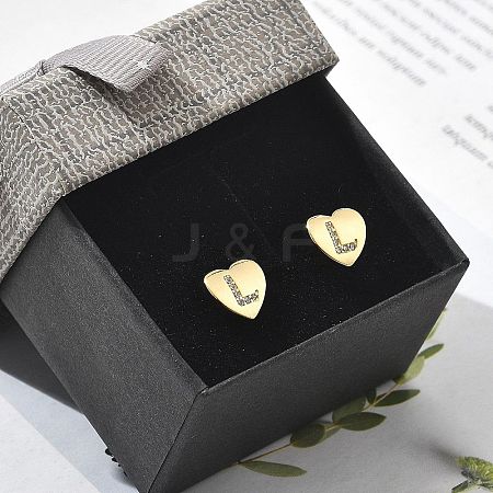 Rack Plating Brass Micro Pave Clear Cubic Zirconia Stud Earrings EJEW-K299-01G-L-1