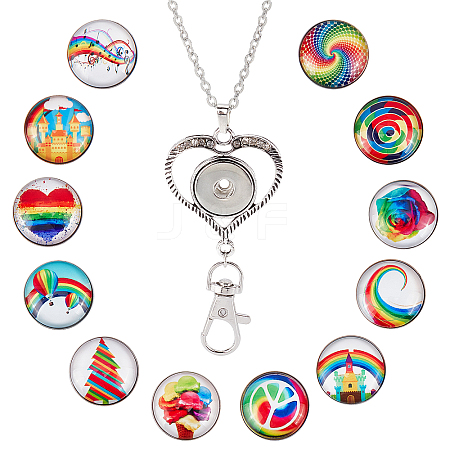 SUNNYCLUE DIY Interchangeable Dome Office Lanyard ID Badge Holder Necklace Making Kit DIY-SC0021-97I-1