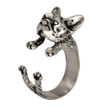 French Bulldog Alloy Open Cuff Rings for Unisex PW-WG95873-02-1