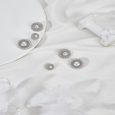6Pcs 2 Styles Alloy Rhinestone Shank Buttons BUTT-LP0001-21P-1