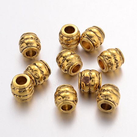 Tibetan Style Alloy Large Hole Barrel Beads X-GLF0929Y-NF-1