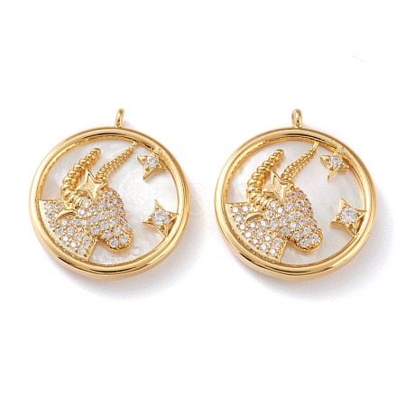 Real 18K Gold Plated Brass Micro Pave Clear Cubic Zirconia Pendants ZIRC-J039-14G-F-1