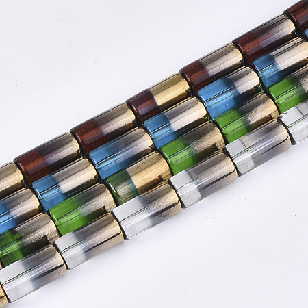 Half Electroplate Glass Beads Strands EGLA-S177-01-1
