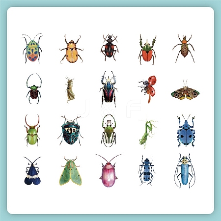 40Pcs 20 Styles Waterproof PET Insects Sticker Labels PW-WG83746-10-1