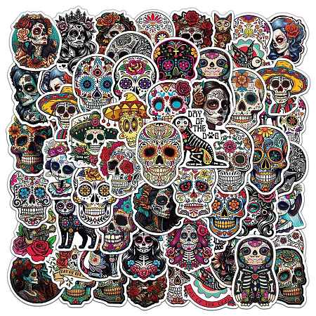 Day of the Dead graffiti stickers 50 pieces AJEW-R002-06A-1