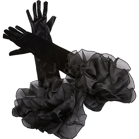 Velvet Long Finger Gloves AJEW-WH20067-005B-1
