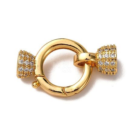 Brass Micro Pave Clear Cubic Zirconia Fold Over Clasps KK-Z121-30G-1