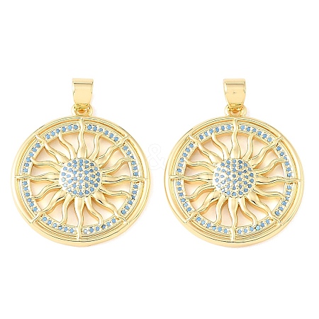 Brass Micro Pave Sky Blue Cubic Zirconia Pendants CU-CBA6938-04G-03-1