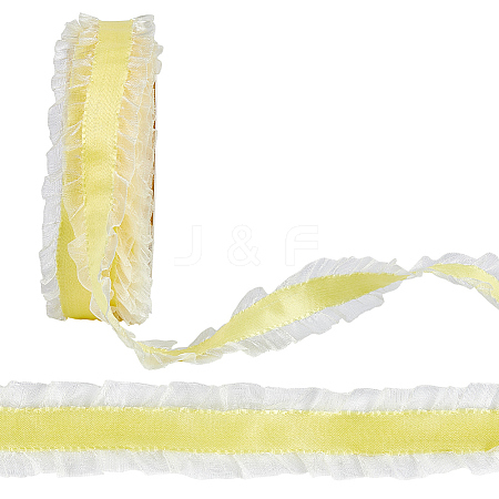 10 Yards Polyester Pleated Lace Trim OCOR-WH0080-93B-1