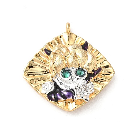 Brass Micro Pave Cubic Zirconia Enamel Pendants KK-L250-08G-09-1