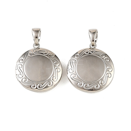 Floral Embossed Brass Locket Pendants KK-CBA7157-05P-1