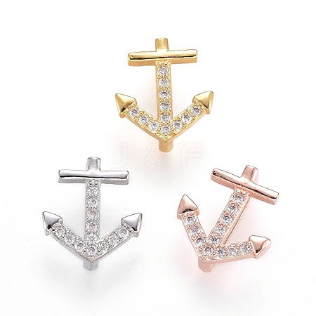Brass Micro Pave Cubic Zirconia Slide Charms ZIRC-F094-29-RS-1