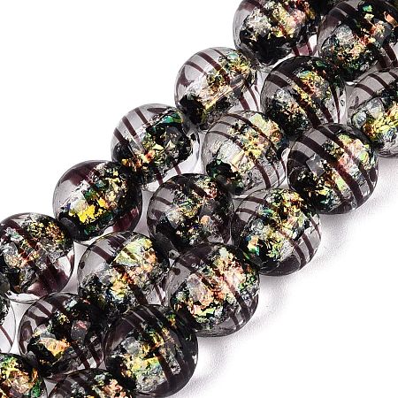 Handmade Foil Glass Lampwork Beads Strands FOIL-Q002-09D-1